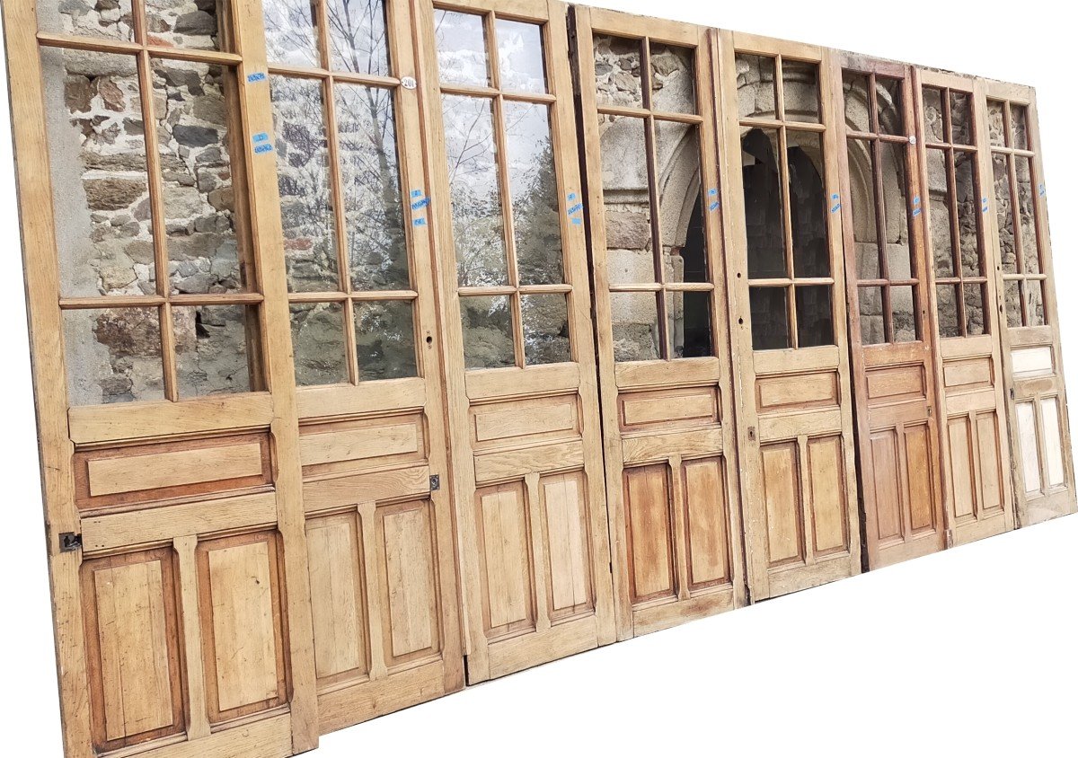 Q̵u̵a̵t̵r̵e̵ Une Double Porte Ancienne Vitrée Chêne époque XIXème Vitrée Atelier Orangerie Porte