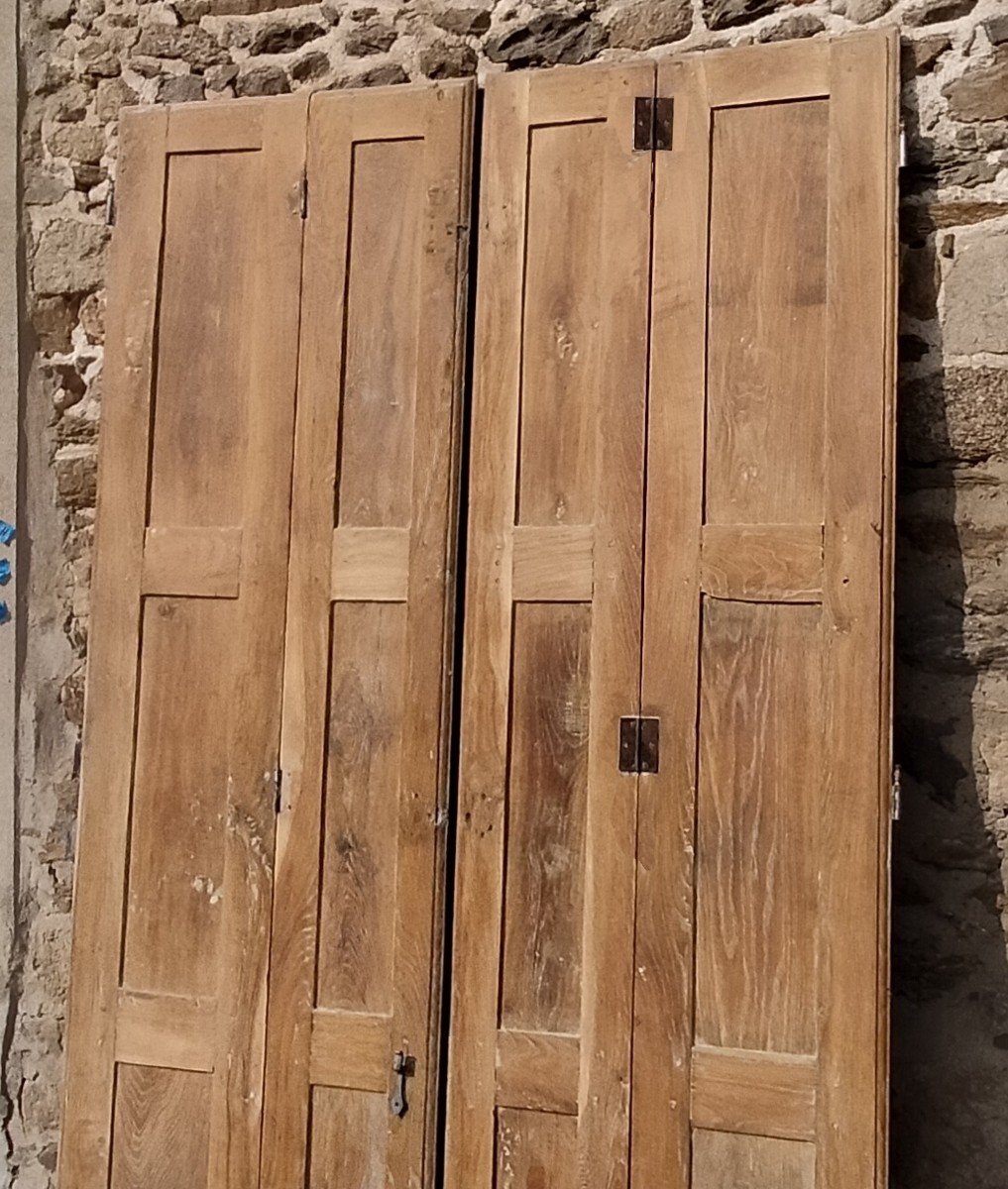 Grande Paire De Volets Intérieurs XVIIIème En Chêne Porte Boiserie-photo-2