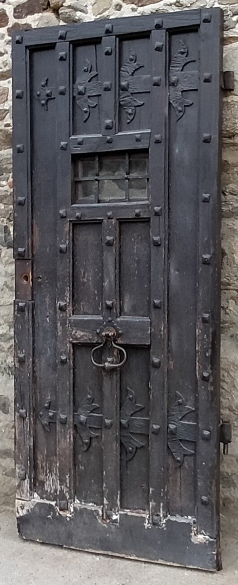 Porte d'Entrée Ancienne En Chêne Et Ses Ferronneries-photo-1