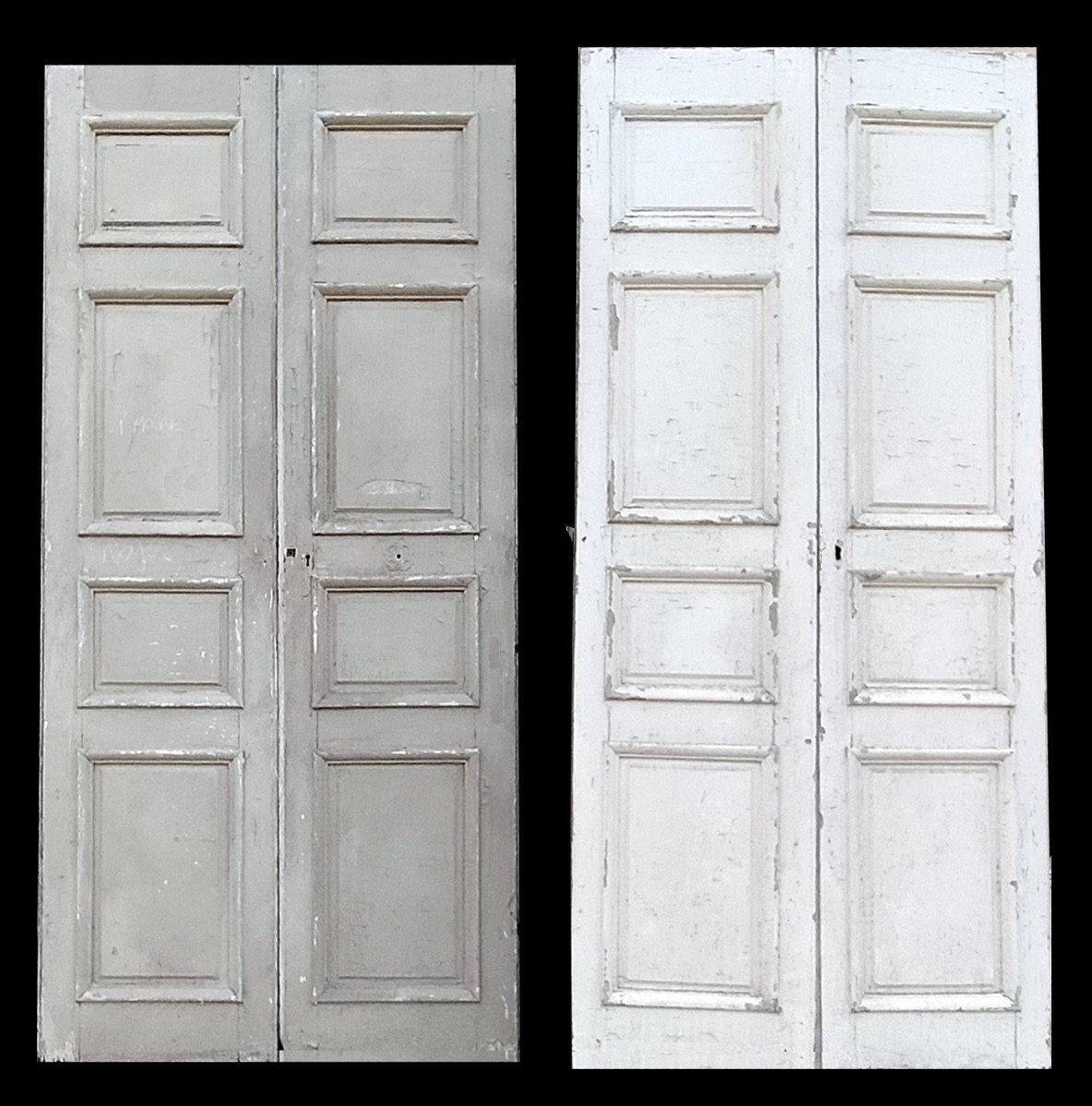 Two 18th Century Louis XIV Double Doors With Generous Large Frame Molding