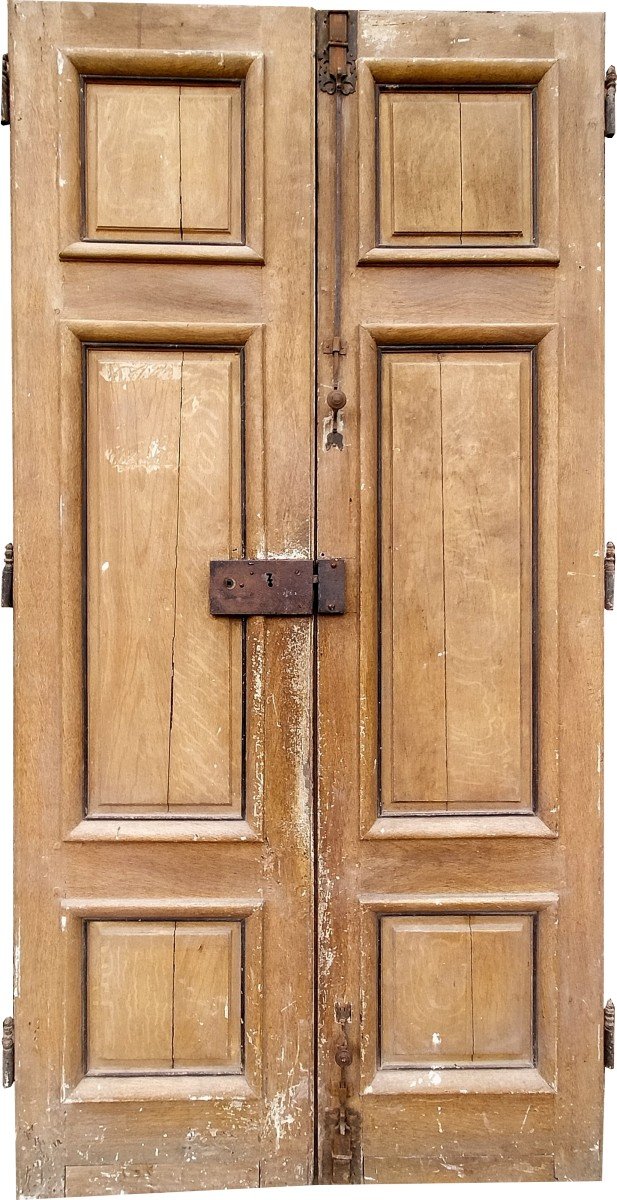 Double Porte d'époque XVIIIème Moulure Grand Cadre Complète Cadre Et Ferronneries Boiserie-photo-2