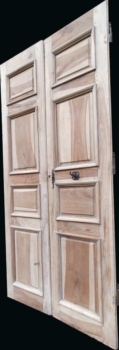 Deux Double Portes Anciennes d'Epoque XVIIIème Avec Moulure Grand Cadre-photo-2