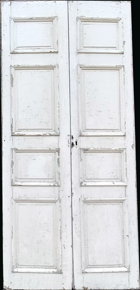 Deux Double Portes Anciennes d'Epoque XVIIIème Avec Moulure Grand Cadre-photo-5
