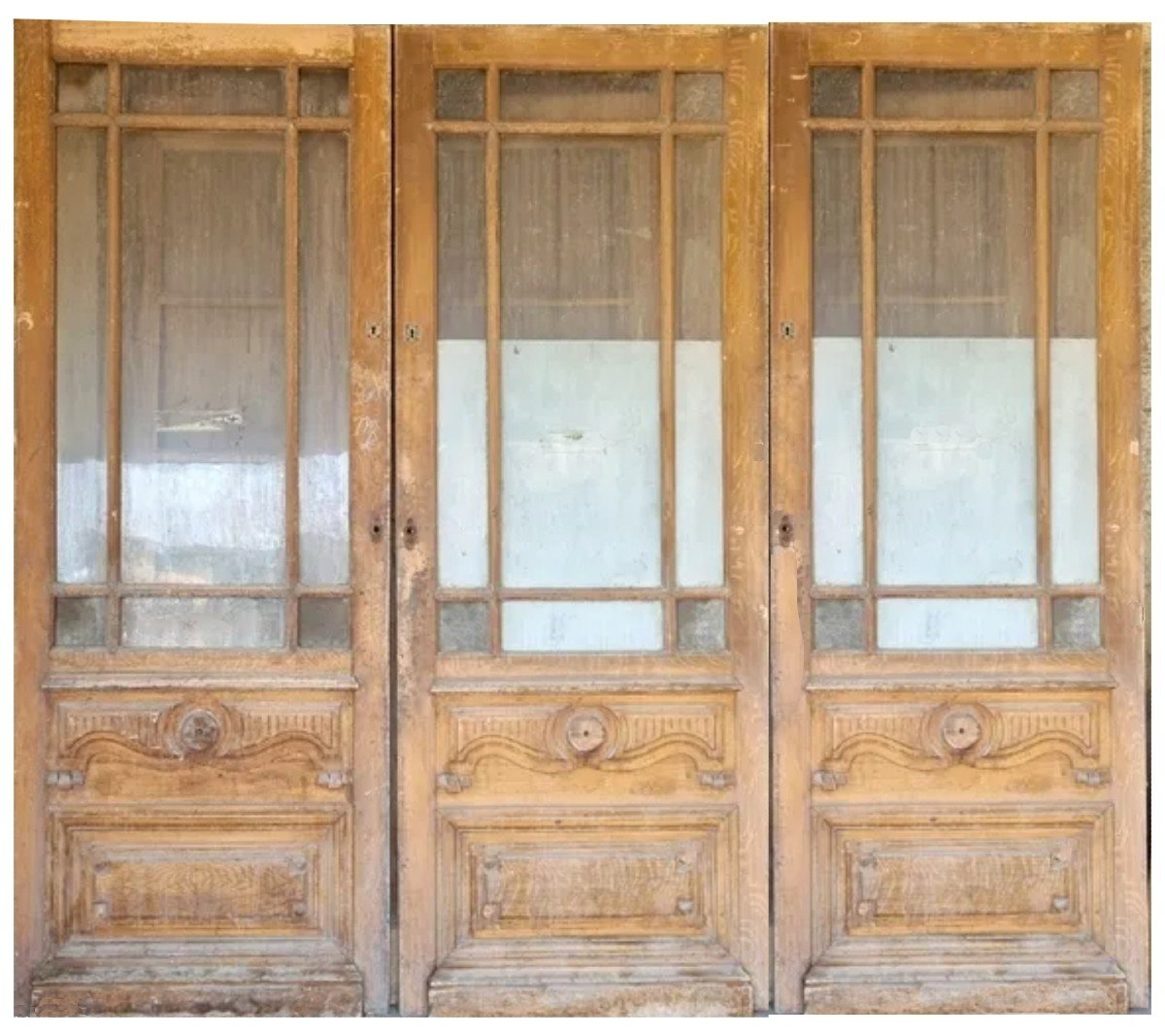 Trois Portes Anciennes  d'Epoque XIXème Vitrées Identiques 234x90 cm Boutique Magasin 