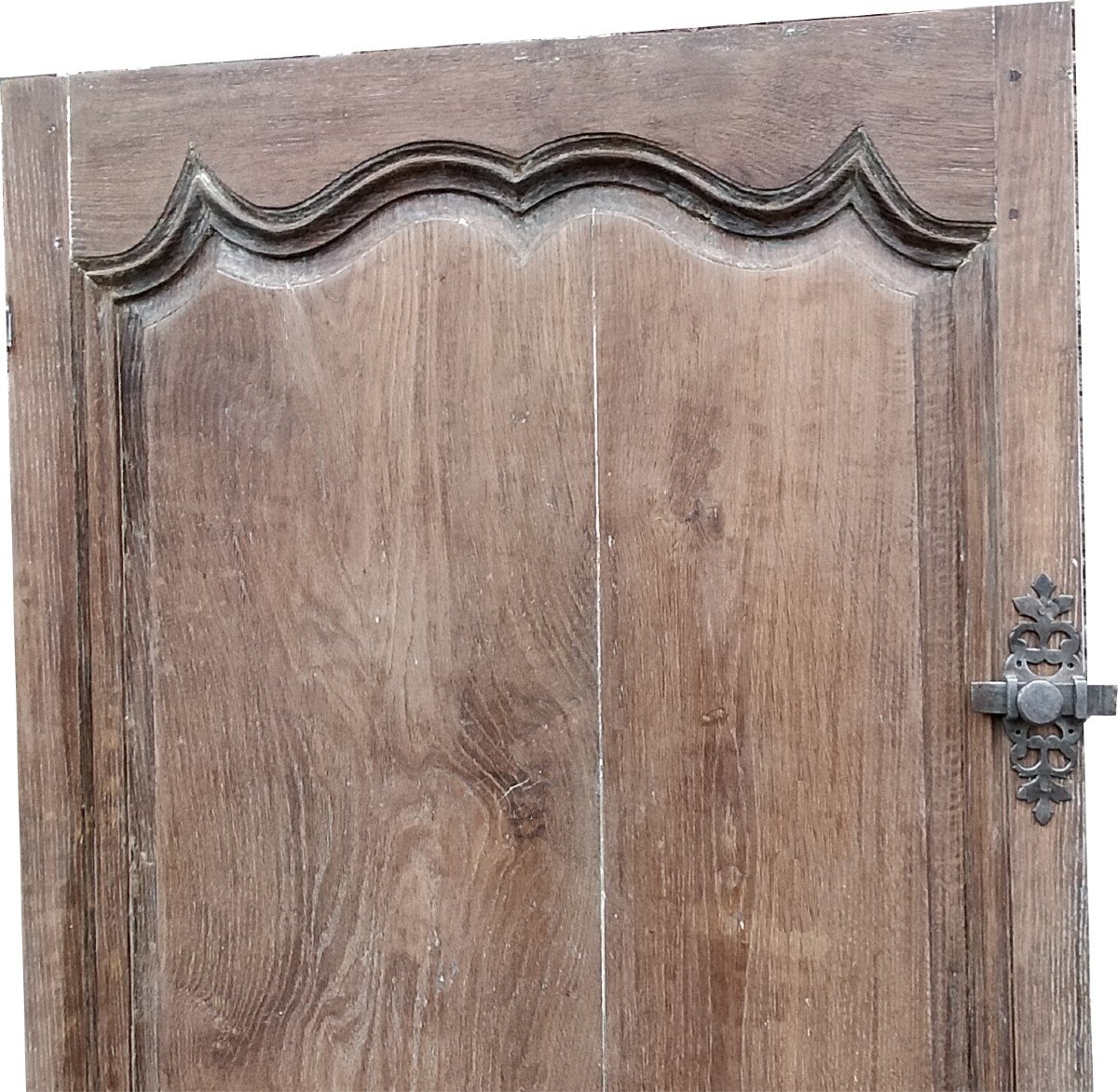 Beautiful 18th Century Oak Communication Door Beautiful Ironwork-photo-3