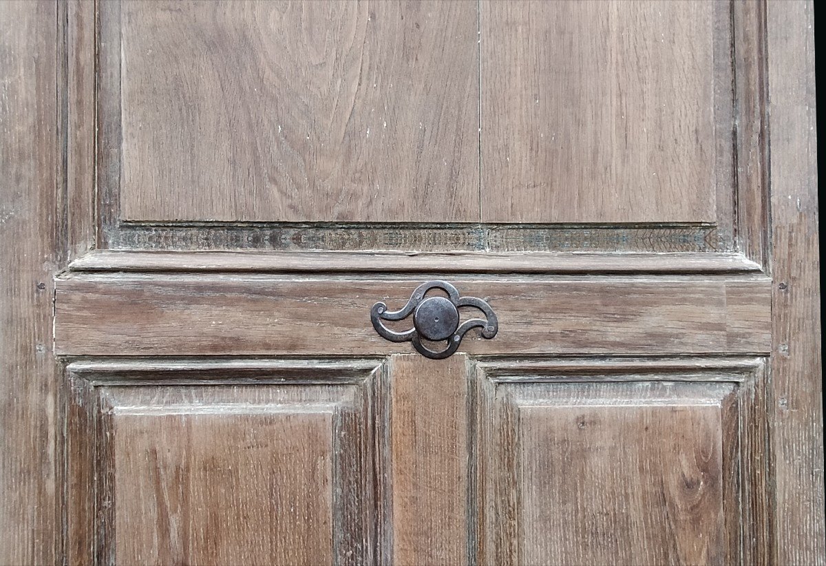 Beautiful 18th Century Oak Communication Door Beautiful Ironwork-photo-4