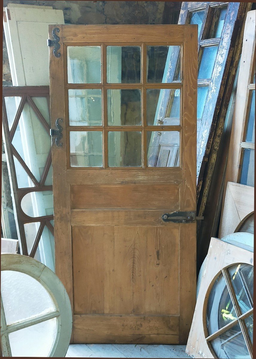 Pretty Old 18th Century Glass Door In Oak Alcove