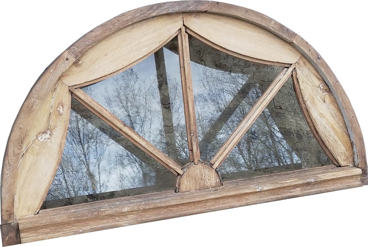 Paire d'Impostes En Chêne Blond Datant De 1834 Portes Et Fenêtres Anciennes Oeil De Boeuf-photo-4