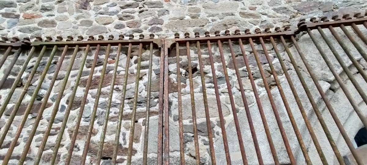 Rare Grand Portail Ancien De Château D’époque XVIIIème / XIXème En Fer Forgé Portes Grilles-photo-2