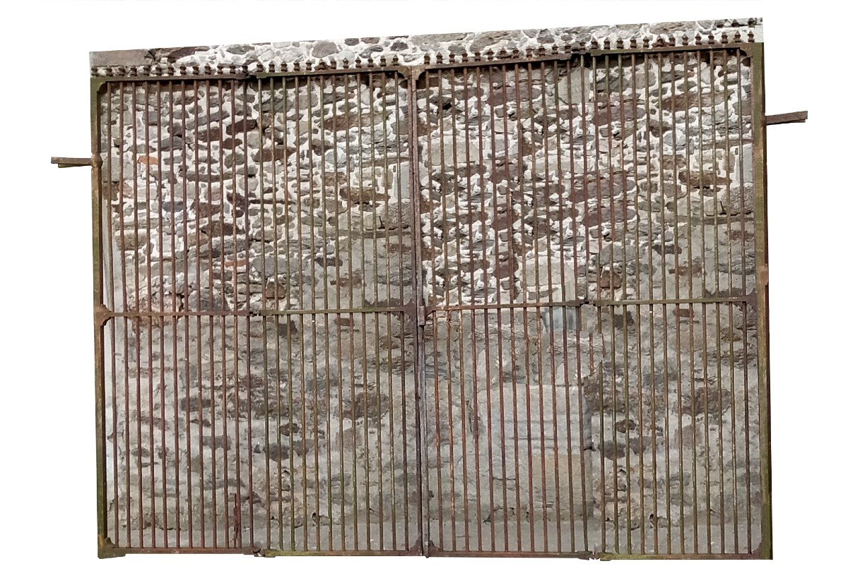 Rare Grand Portail Ancien De Château D’époque XVIIIème / XIXème En Fer Forgé Portes Grilles