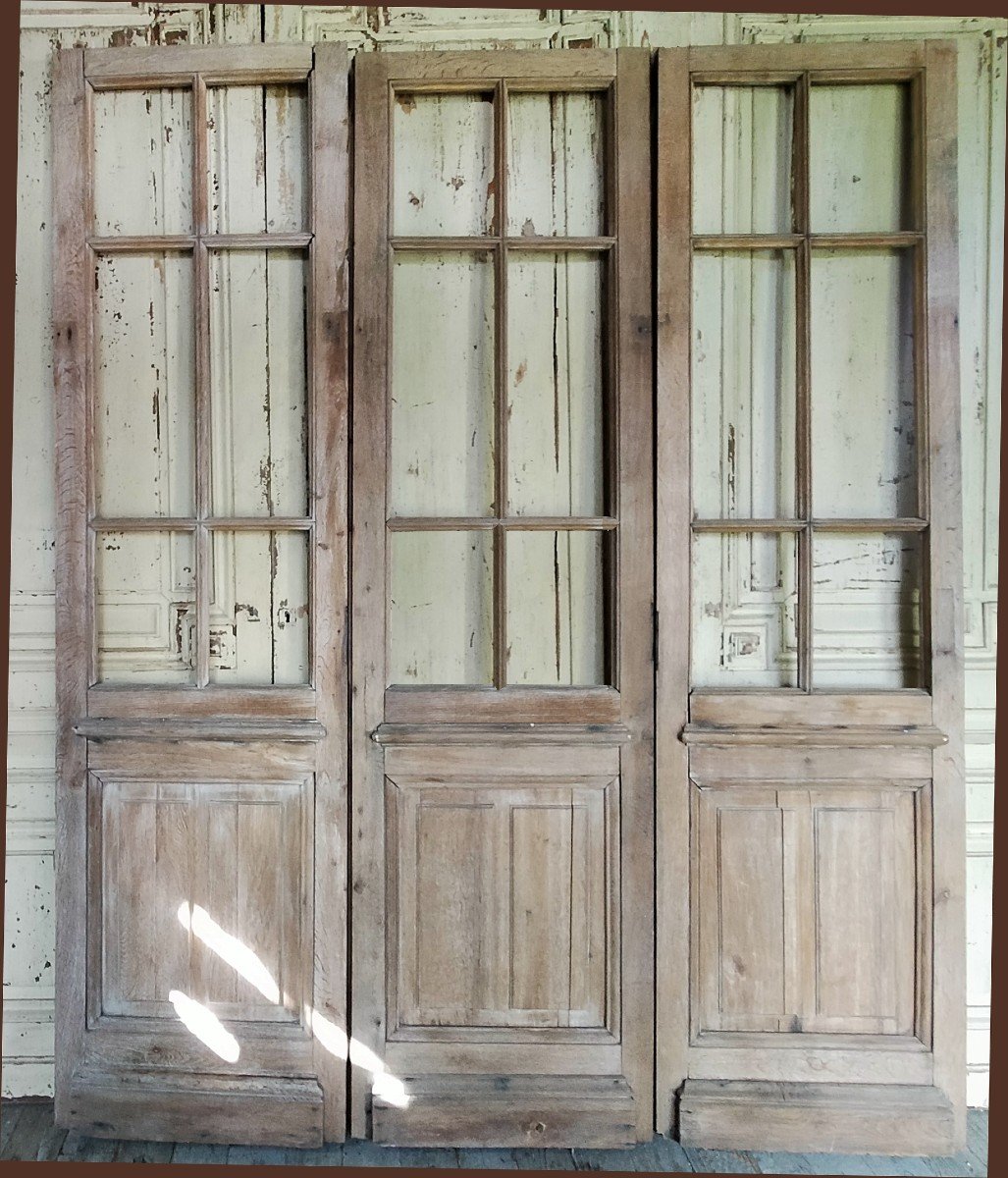 Three Old Glass Doors In Oak Glass Partition Partition