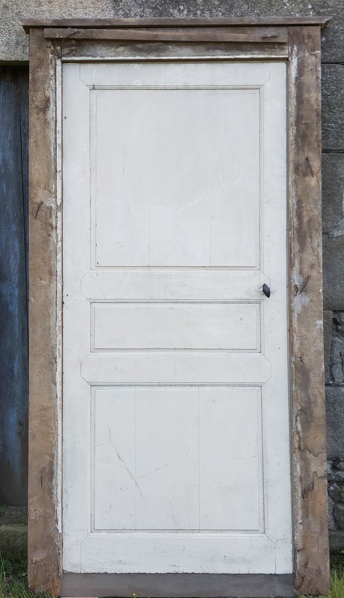 Porte Ancienne Chêne Complète Avec Son Cadre Et Corniche Epoque XVIIIème Chêne Boiserie-photo-2
