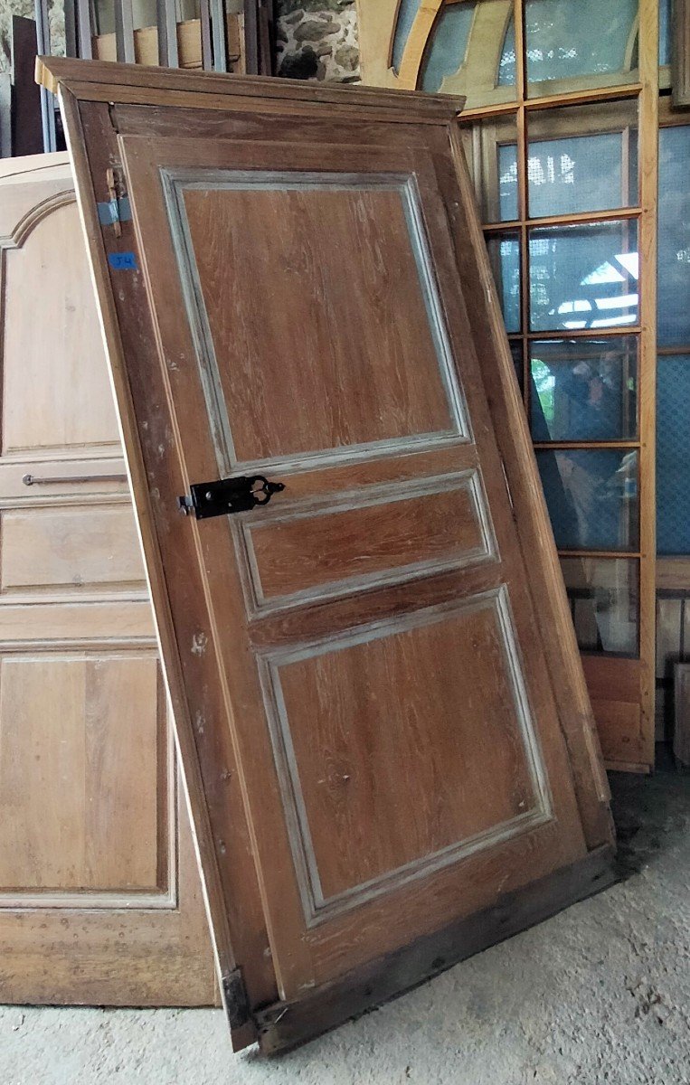 Porte Ancienne Chêne Complète Avec Son Cadre Et Corniche Epoque XVIIIème Chêne Boiserie-photo-3