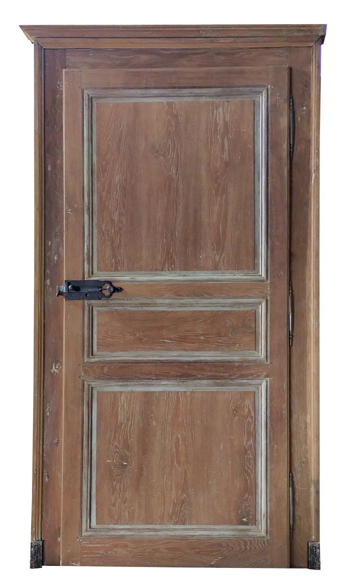 Porte Ancienne Chêne Complète Avec Son Cadre Et Corniche Epoque XVIIIème Chêne Boiserie
