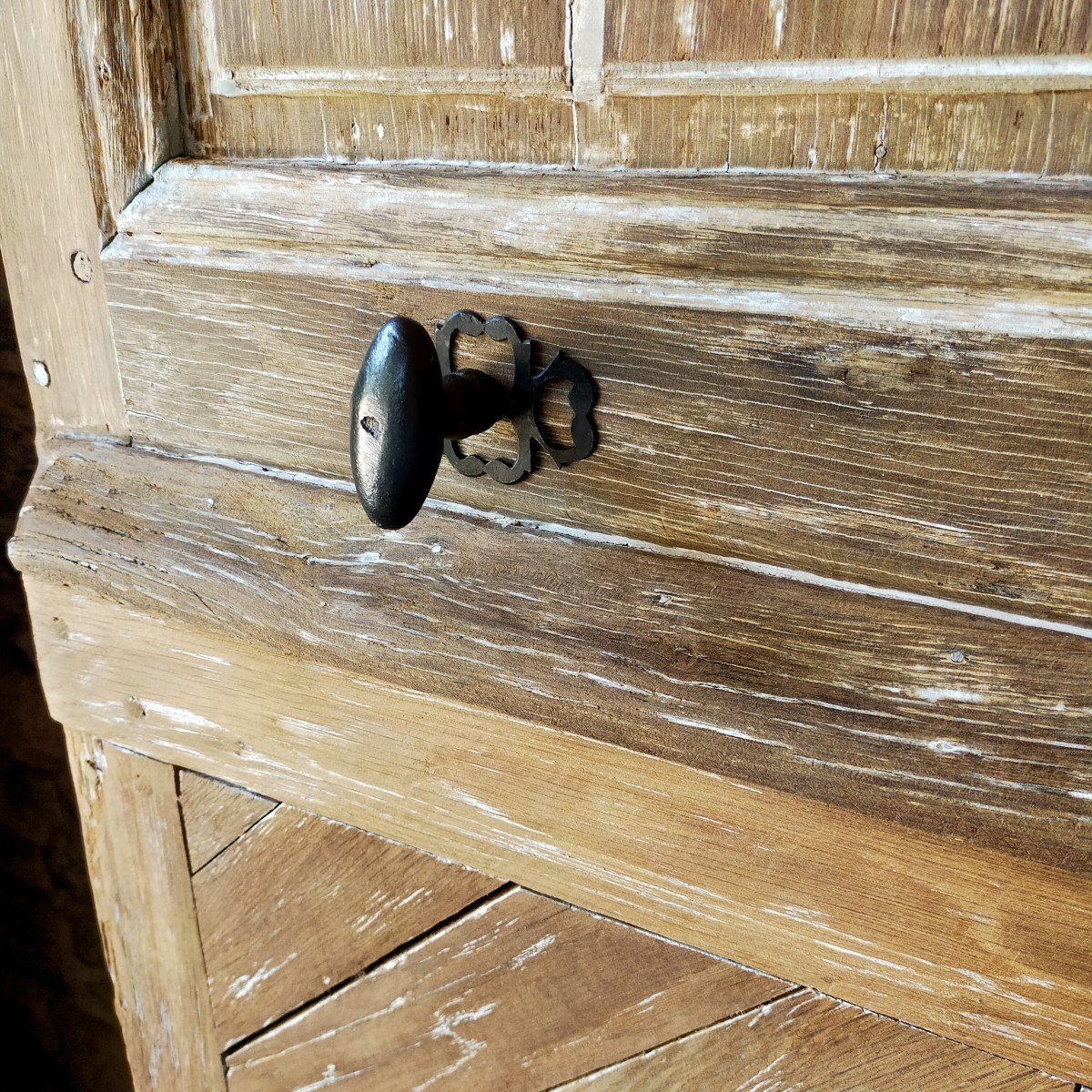 Old Entrance Door In Oak 18th Century-photo-2