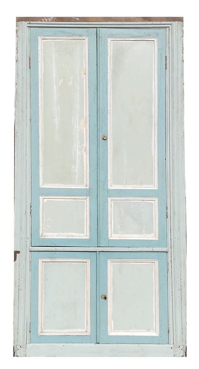 An Antique Double Cupboard Door In Noble Wood With Their Facade Woodwork Frame-photo-6