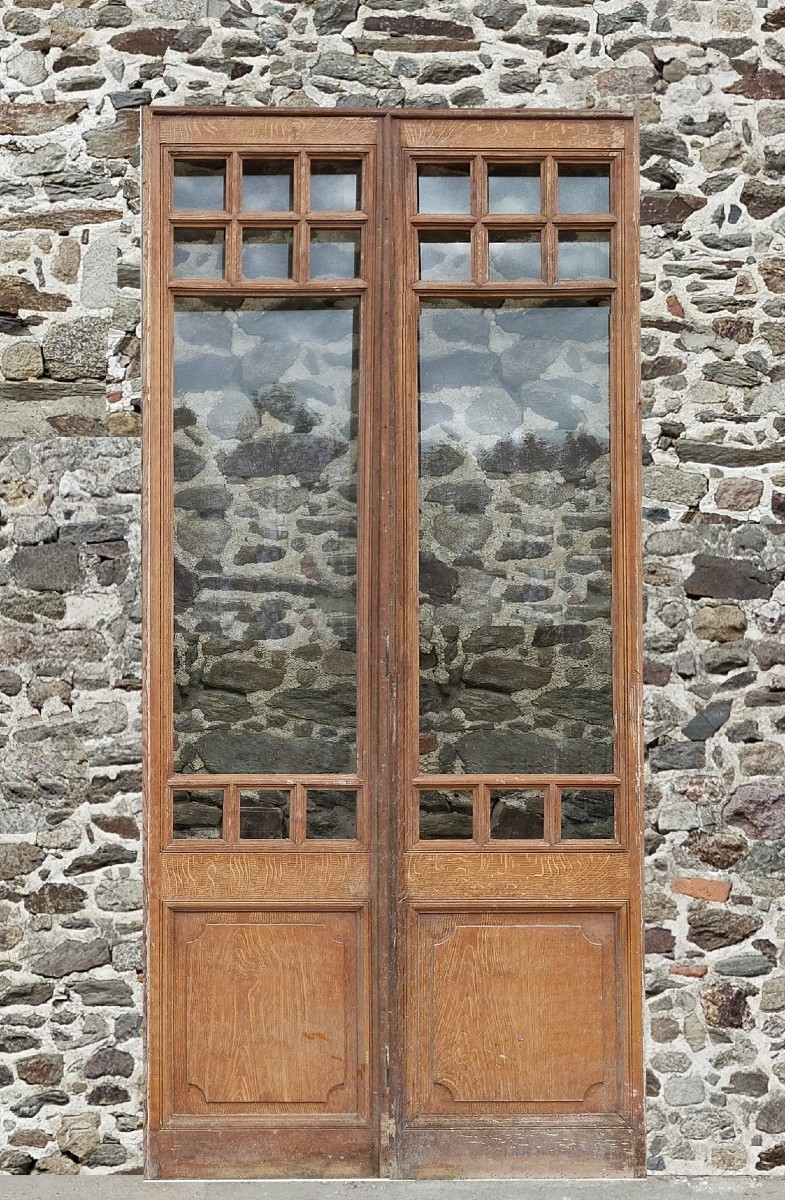 Double Porte De Communication Ancienne Vitrée Vitrine Bibliothèque