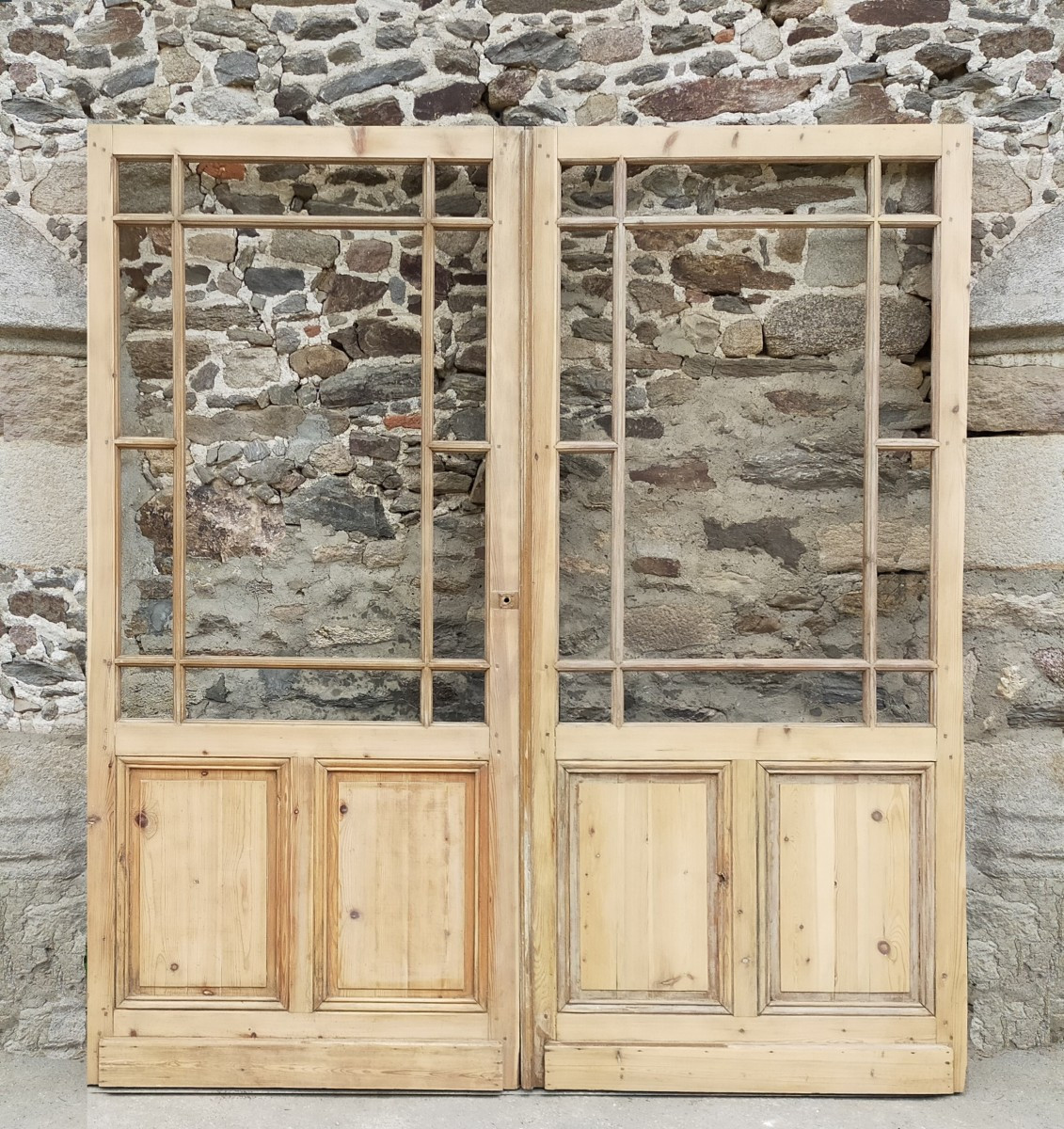 Two Old Large Glass Doors From Shop Store Glass Partition Installation Pocket Door Workshop-photo-1