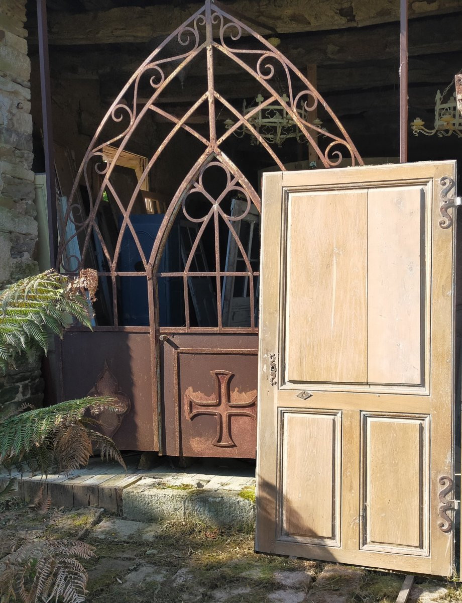 Portes Anciennes d'époque XVIIIème En Chêne à 3 Panneaux-photo-2