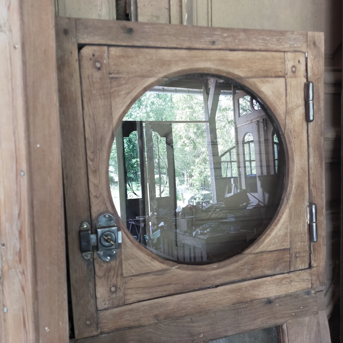 Oeil De Boeuf En Chêne Imposte Porte Ancienne Boiserie-photo-3