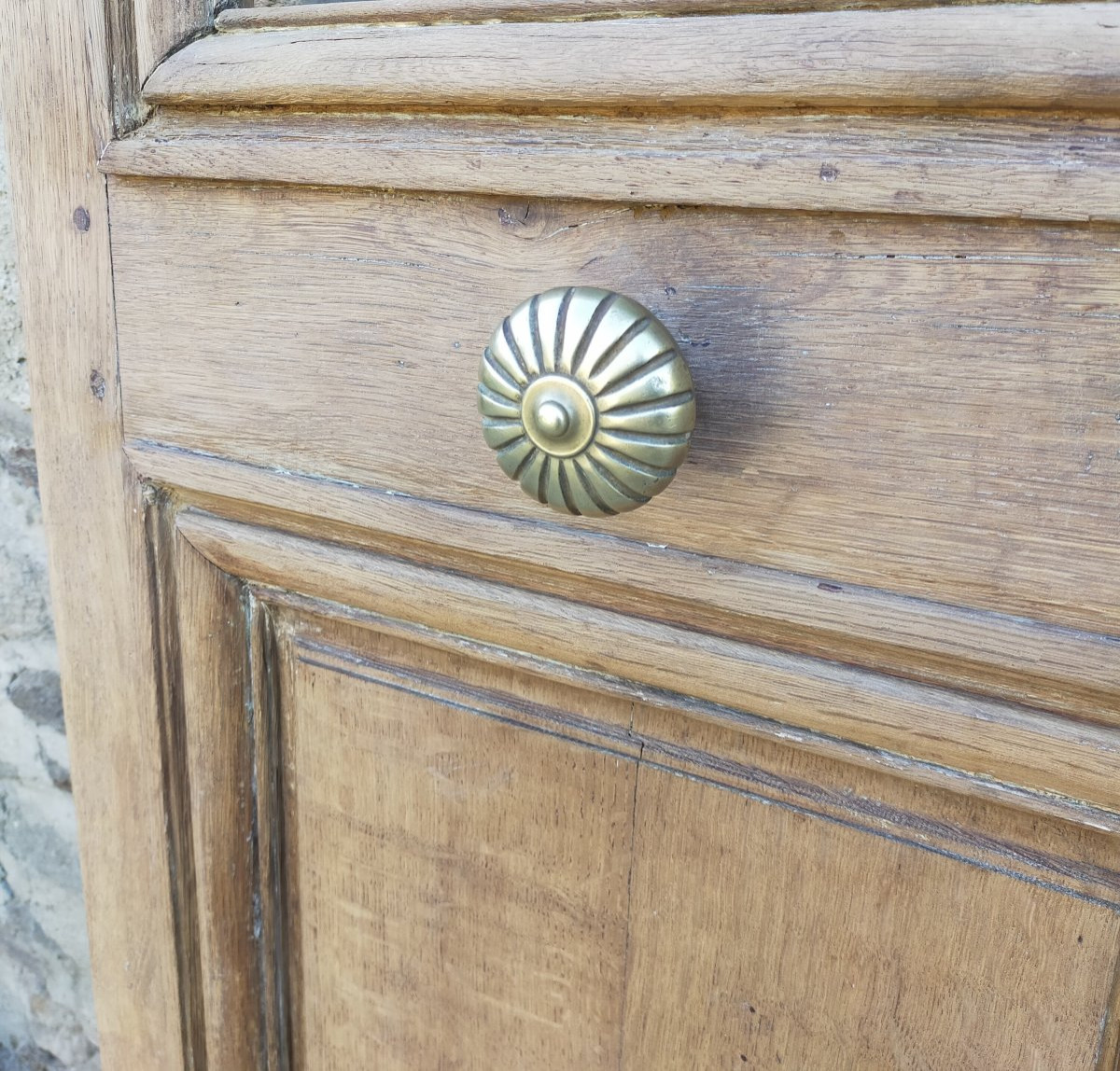 Double porte vitrée ancienne 2 grands carreaux époque 1880 en chêne-photo-2