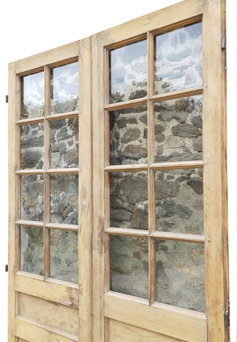 Antique Double Oak Door From The 19th Century-photo-1