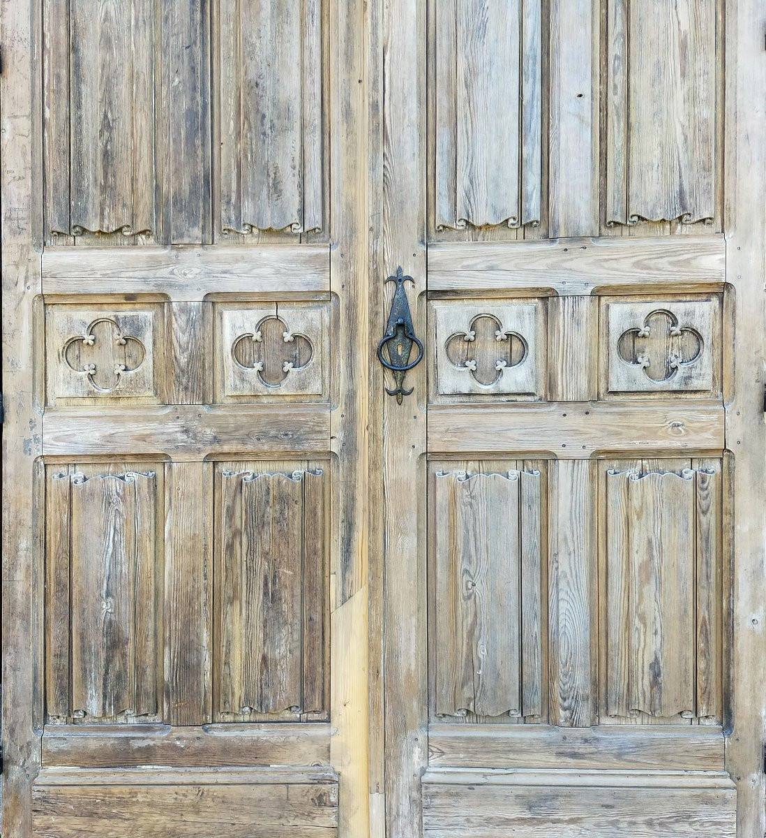 Double Porte Ancienne Epoque XIXème Plis de Serviette Gothique Boiserie-photo-1