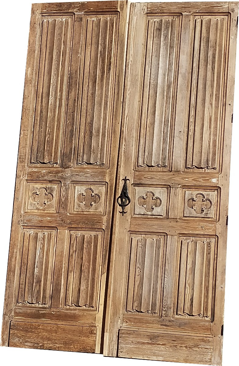 Double Porte Ancienne Epoque XIXème Plis de Serviette Gothique Boiserie