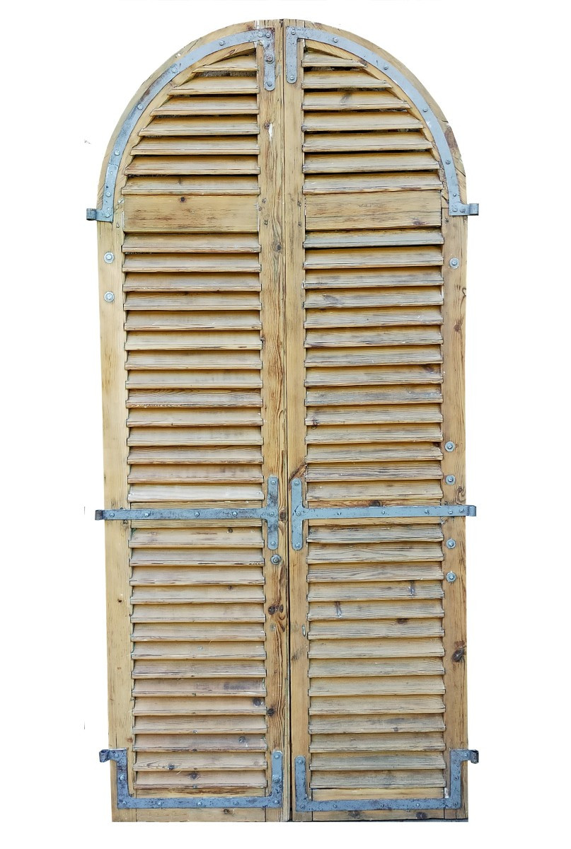 Paire de Volet Persiennes Cintrées Anciennes 219x100 cm Fenêtres Portes
