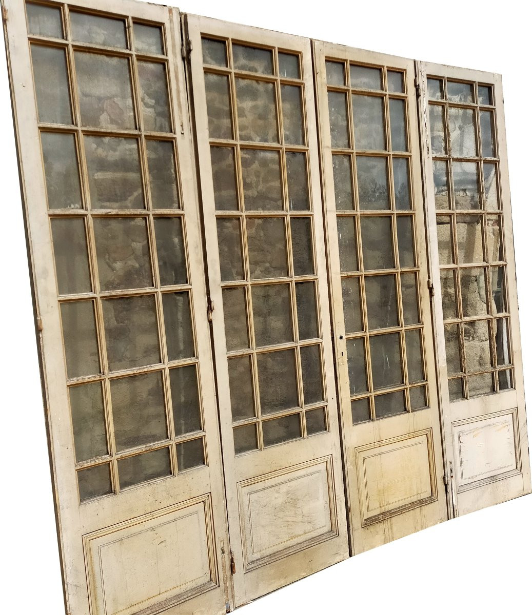Quatre portes anciennes vitrées pour séparation de 2 pièces ou façade cloison vitrée atelier-photo-1
