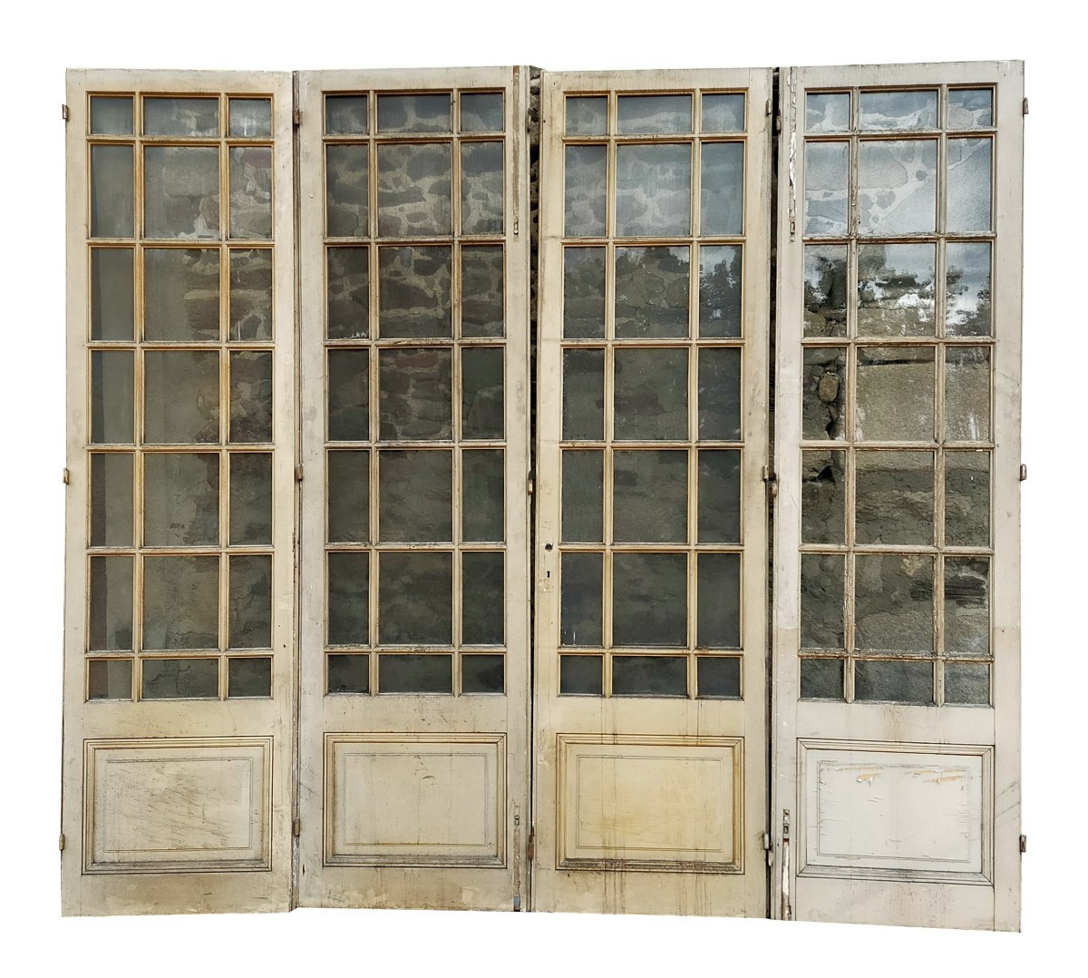 Quatre portes anciennes vitrées pour séparation de 2 pièces ou façade cloison vitrée atelier