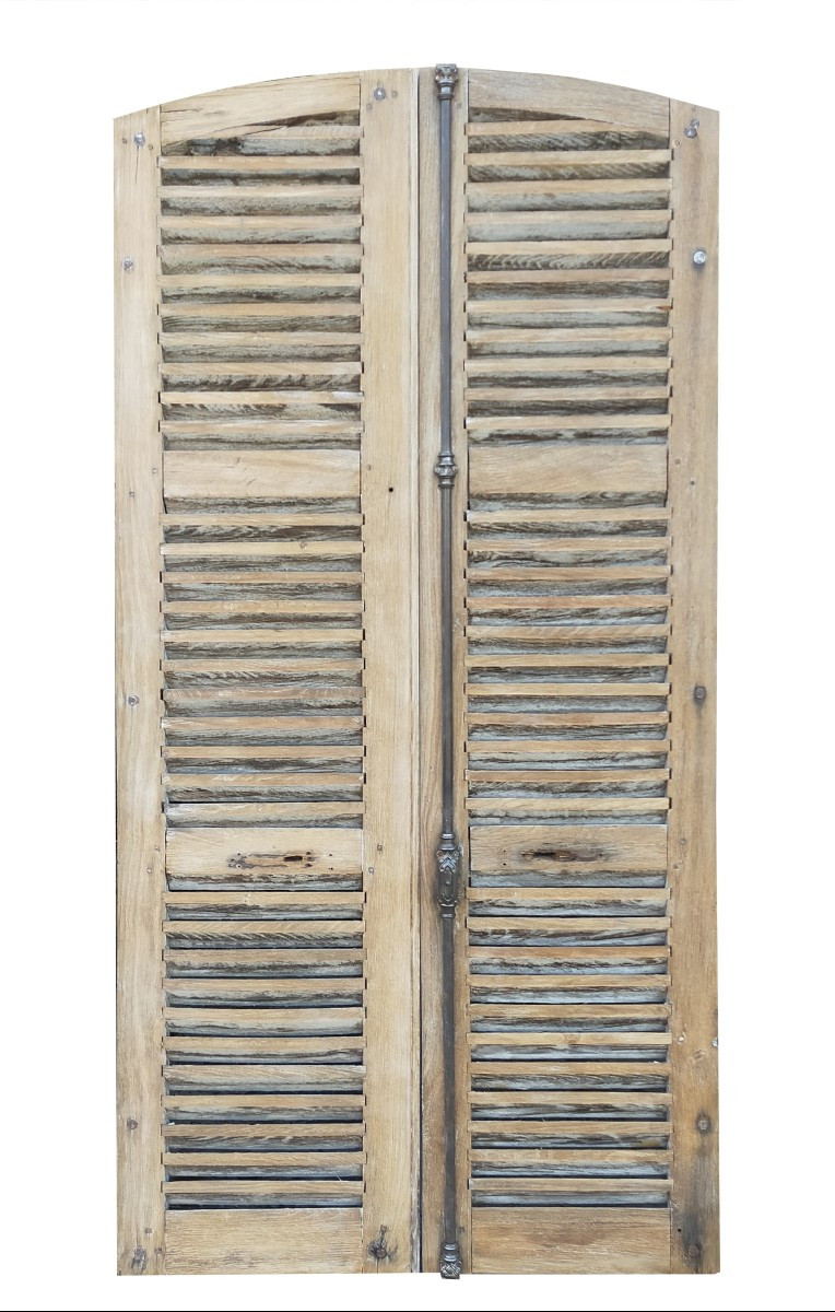 Deux Paires De Volets Persiennes Anciens En Chêne Placard Dressing Portes Décor Mural