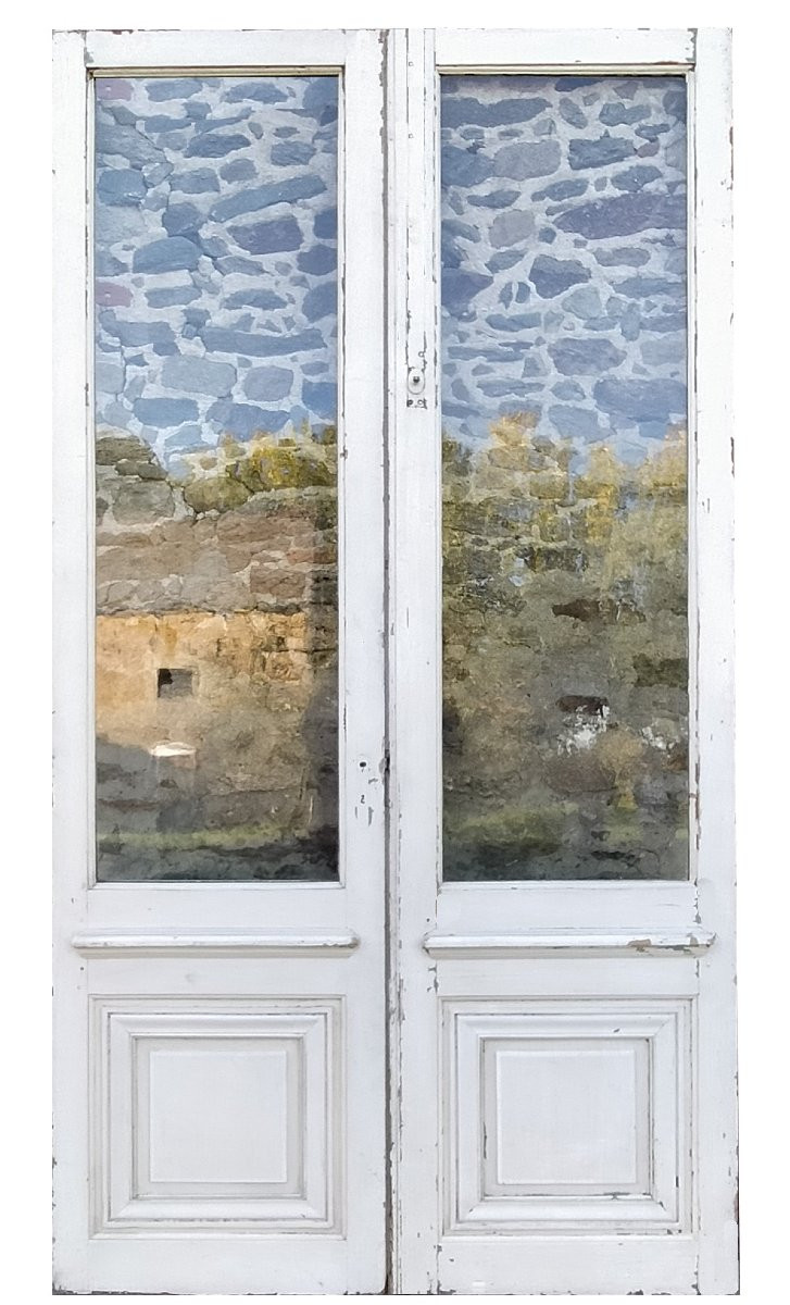Grande double porte vitrée ancienne époque Haussmann hauteur ajustable-photo-1