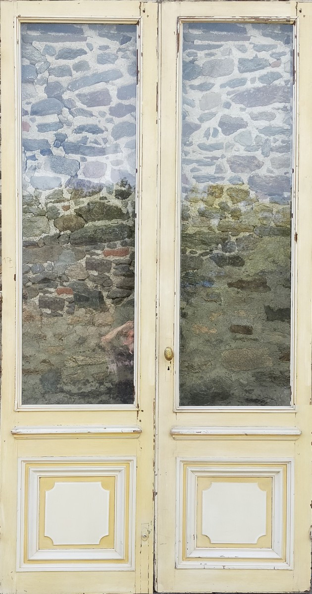 Grande double porte vitrée ancienne époque Haussmann hauteur ajustable