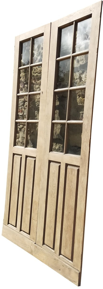 Double Glazed Door, Old Replica From The 18th Century In Oak-photo-2