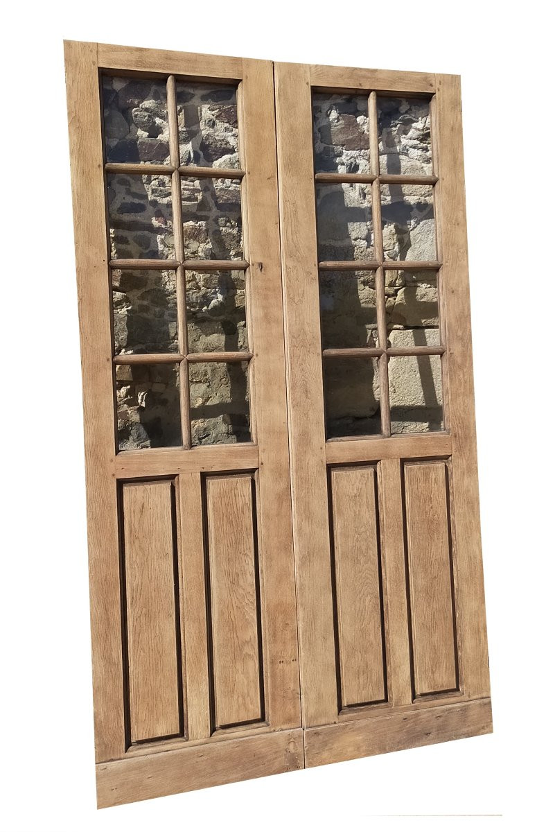Double Glazed Door, Old Replica From The 18th Century In Oak-photo-3