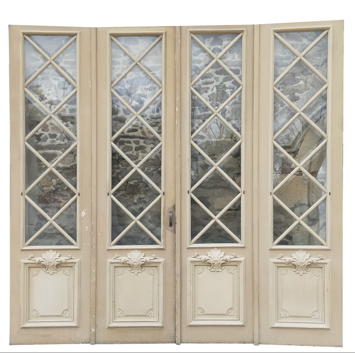 Four Large Art Deco Period Glass Doors For A Glass Partition/library