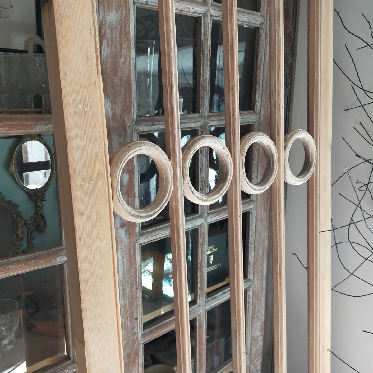 Antique Double Glazed Door "with Circles" Partition, Bay Window, Woodwork-photo-3