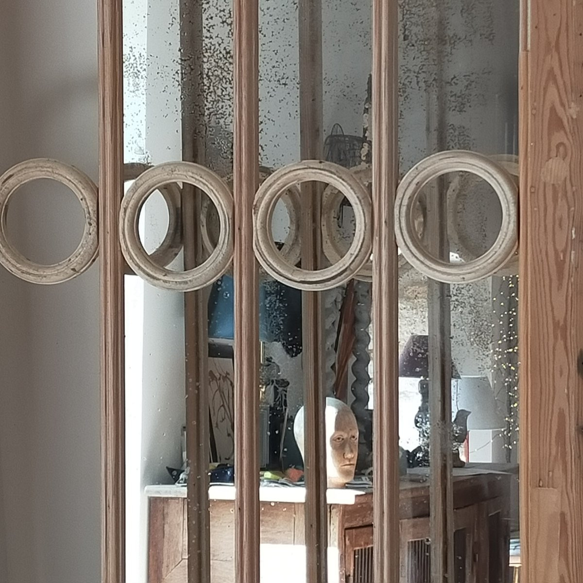 Antique Double Glazed Door "with Circles" Partition, Bay Window, Woodwork-photo-4