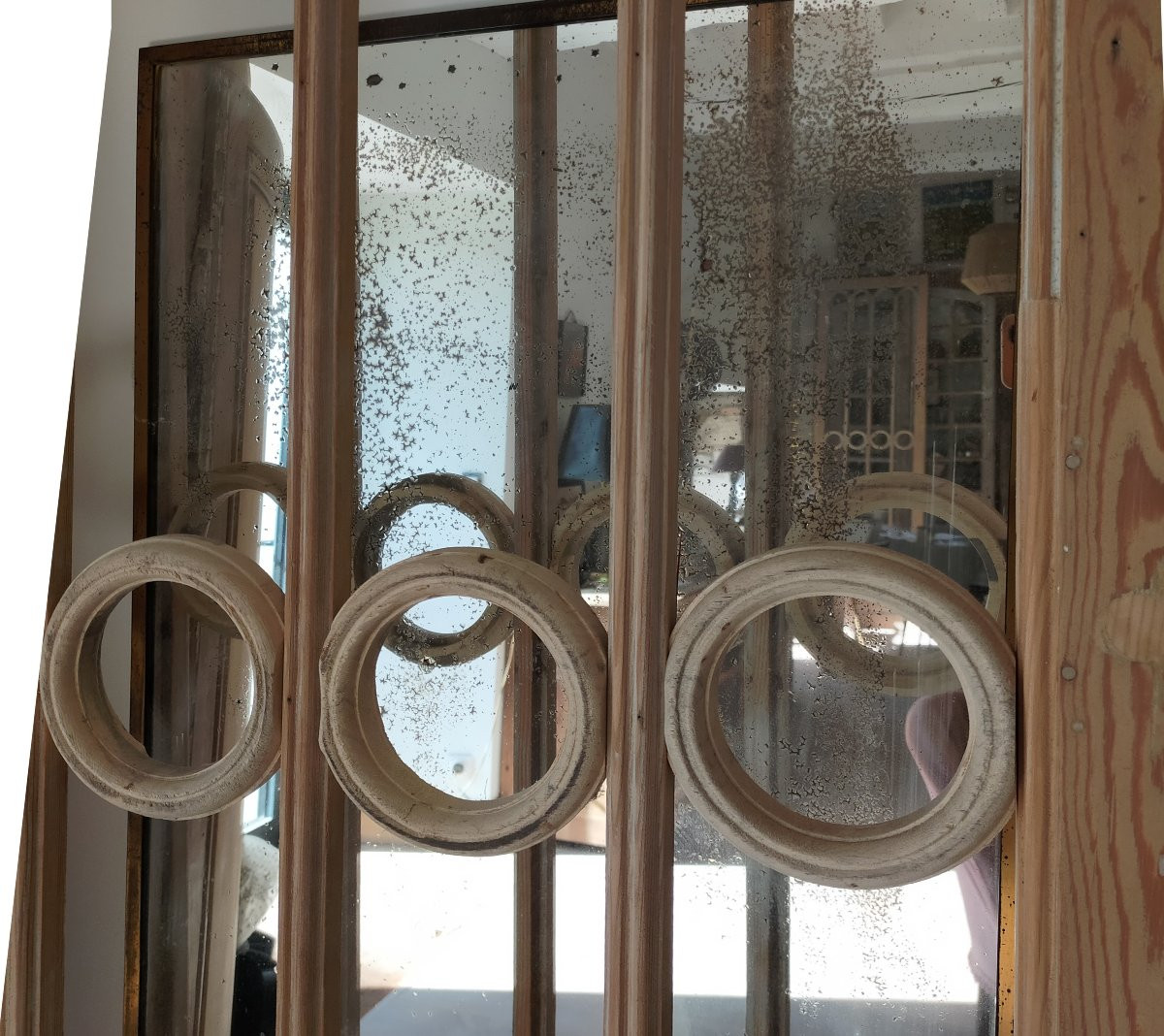 Antique Double Glazed Door "with Circles" Partition, Bay Window, Woodwork-photo-1