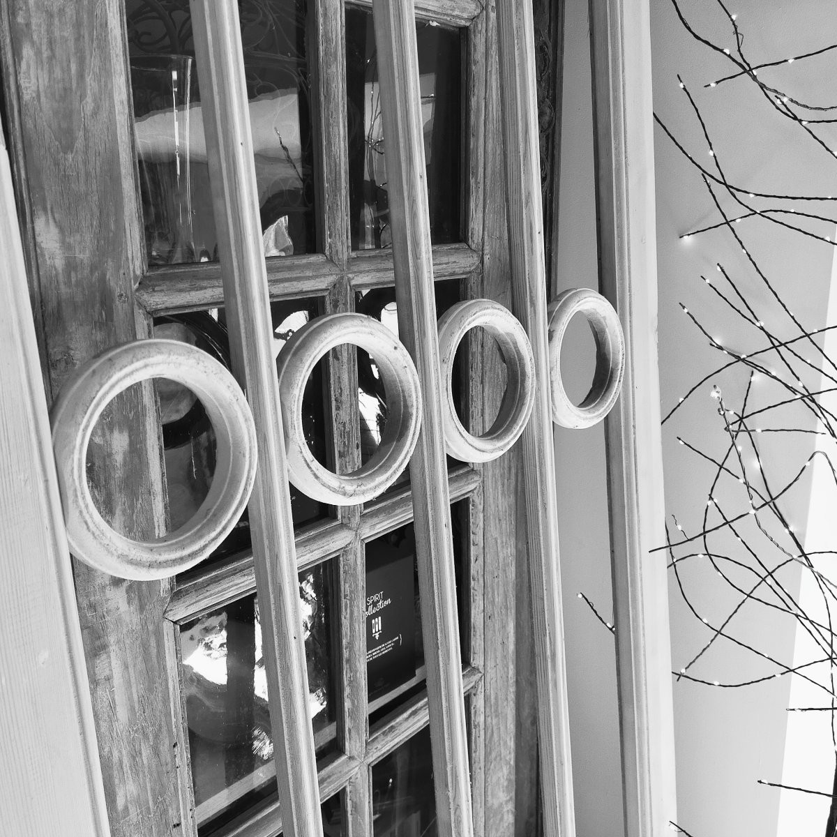 Antique Double Glazed Door "with Circles" Partition, Bay Window, Woodwork-photo-2