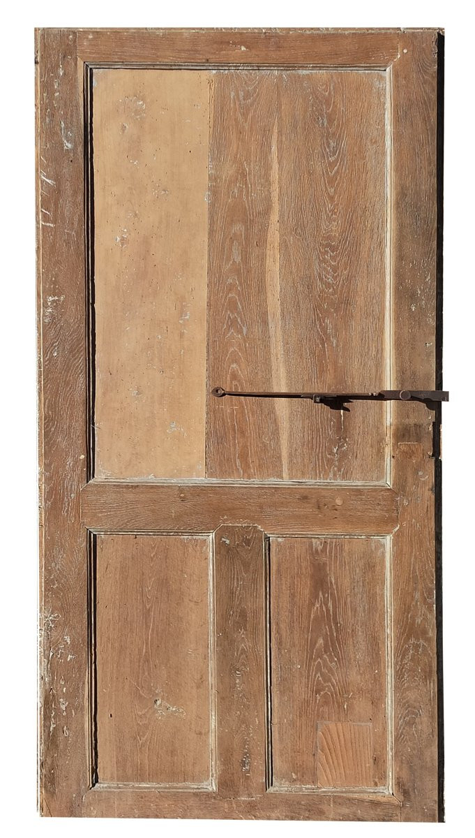 Porte de communication ancienne XVIIIème en chêne et ses ferronneries-photo-2