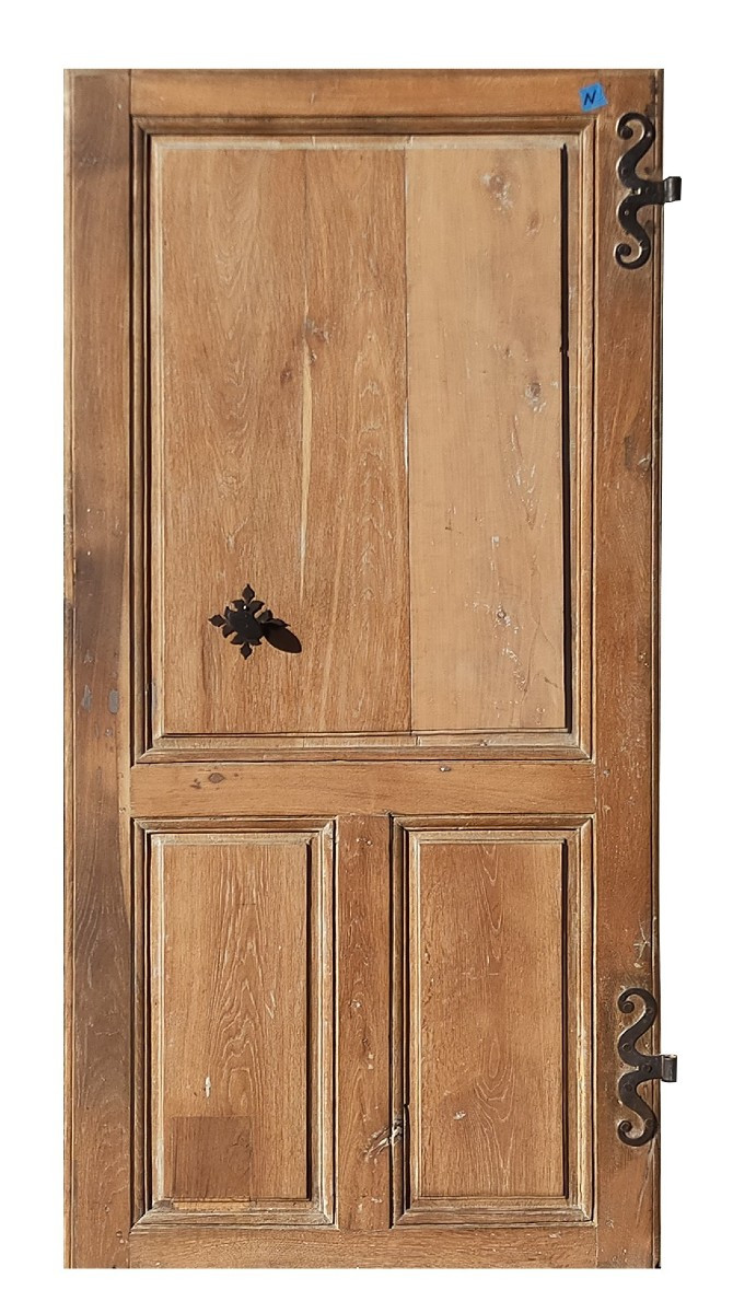 Porte de communication ancienne XVIIIème en chêne et ses ferronneries