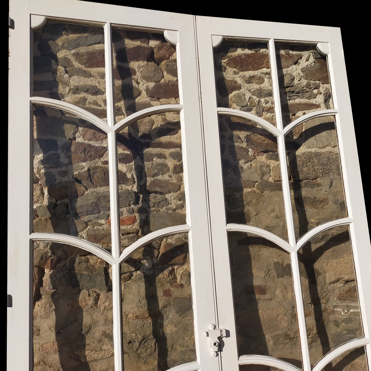 Antique Art Deco Style Double Glass Door In Oak-photo-1