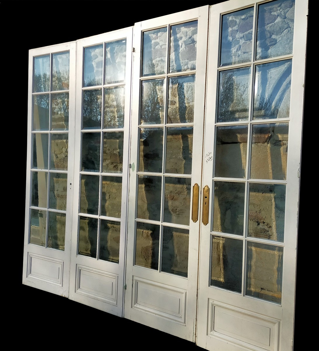 Deux doubles portes vitrées anciennes verres biseautés ou 4 portes de séparation de pièces-photo-1