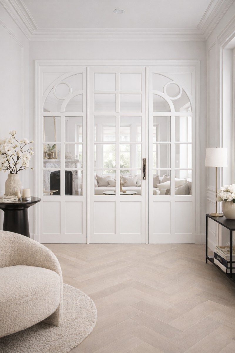 Triptyque de portes vitrées anciennes d'époque Art Déco et 200 autres éléments vitrés décoratif-photo-2