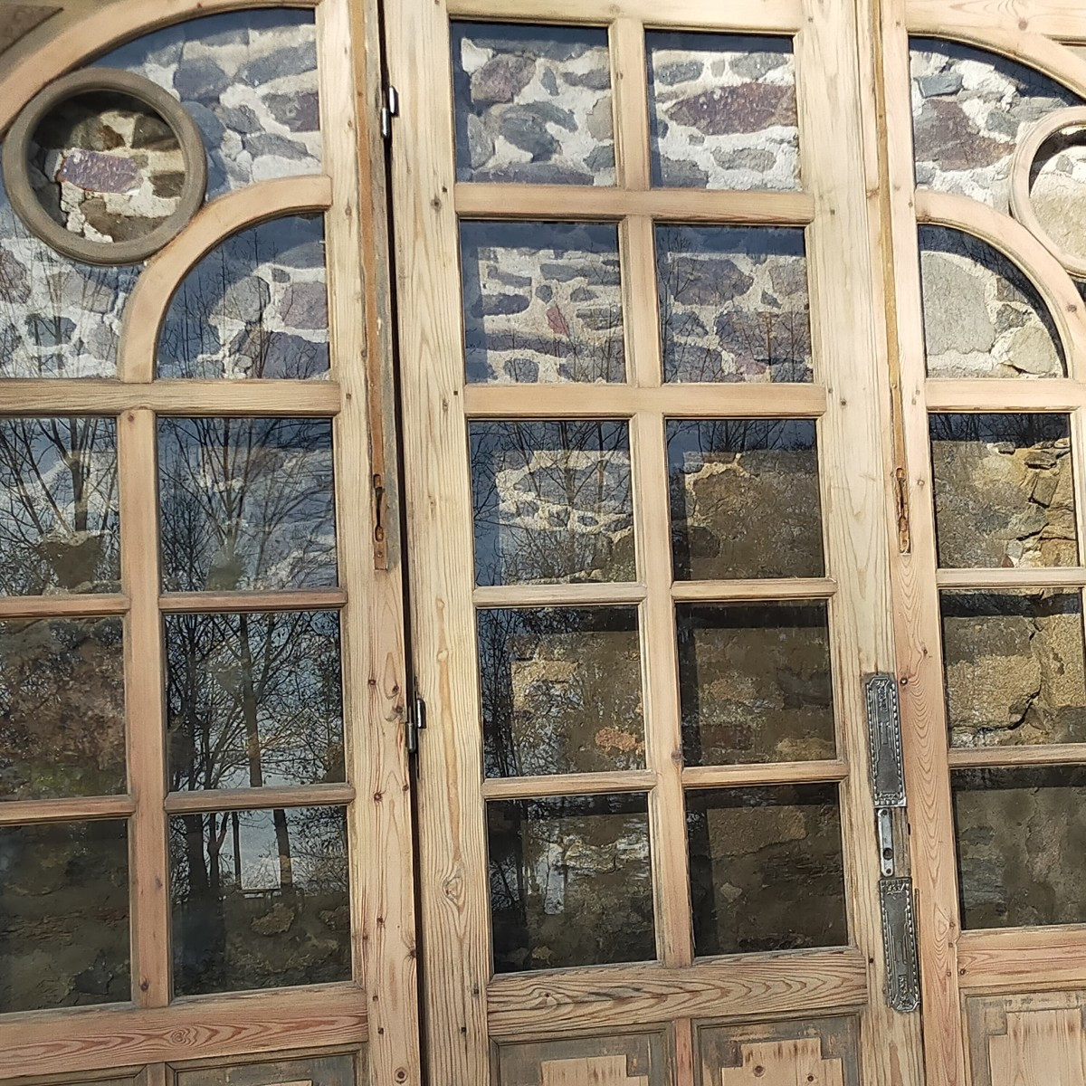 Triptyque de portes vitrées anciennes d'époque Art Déco et 200 autres éléments vitrés décoratif-photo-4