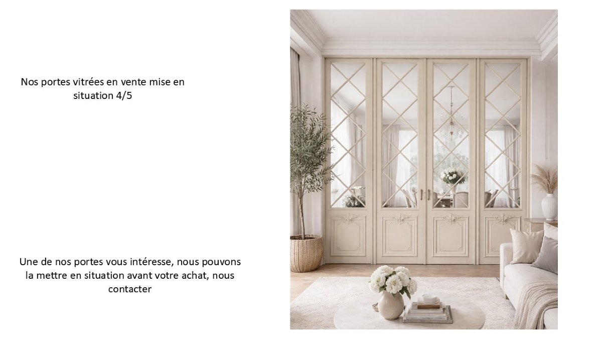 Triptyque de portes vitrées anciennes d'époque Art Déco et 200 autres éléments vitrés décoratif-photo-7