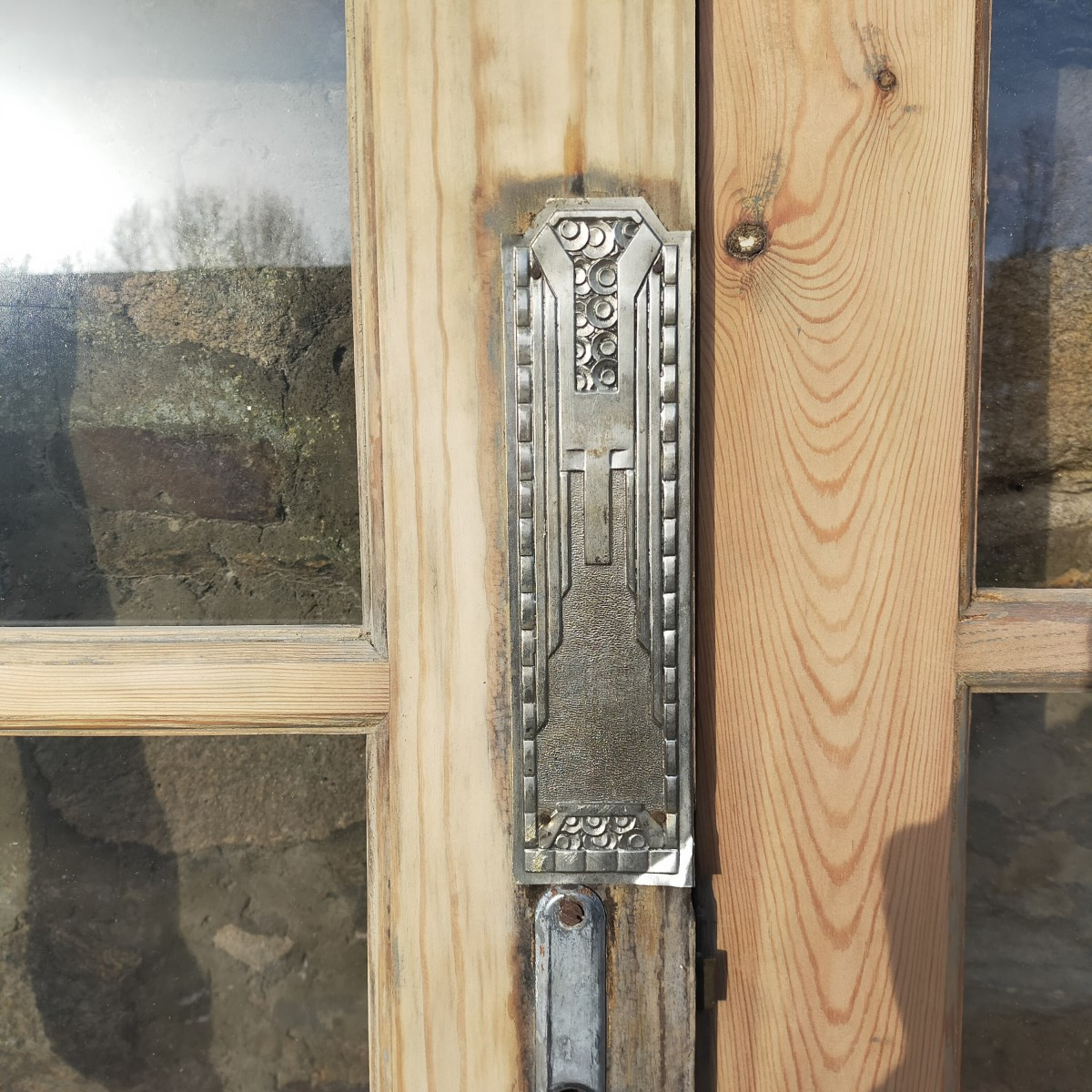 Triptyque de portes vitrées anciennes d'époque Art Déco et 200 autres éléments vitrés décoratif-photo-2