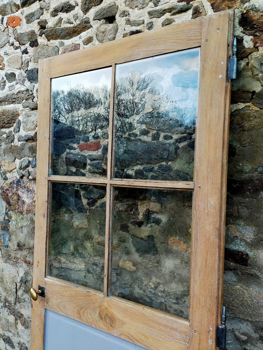 Porte vitrée ancienne en chêne Epoque XVIIIème - 4 carreaux - 1/2-photo-2
